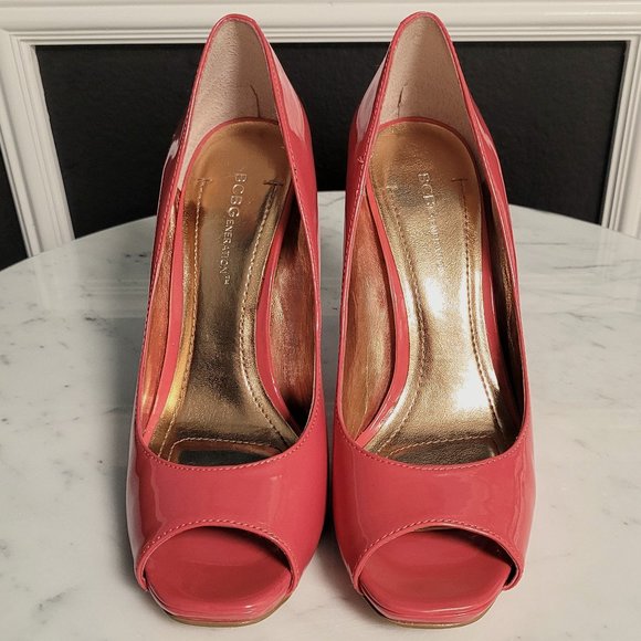 BCBGeneration Dion Patent Peep Toe Heels Size 7.5 - Picture 1 of 10